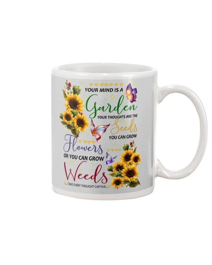 Butterfly Sunflower Pattern Your Mind Is A Garden Mug PANMUG0039