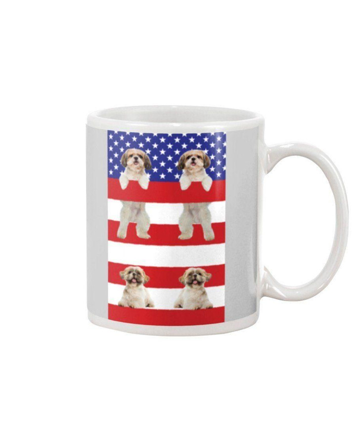 America Usa Flag In My Heart Shih Tzu Gift For Dog Lovers Mug