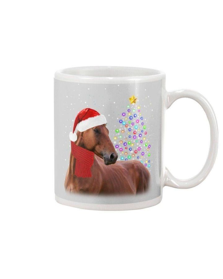 Cute Horse With Santa Hat Lovely Christmas Tree Gift For Horse Lovers Mug