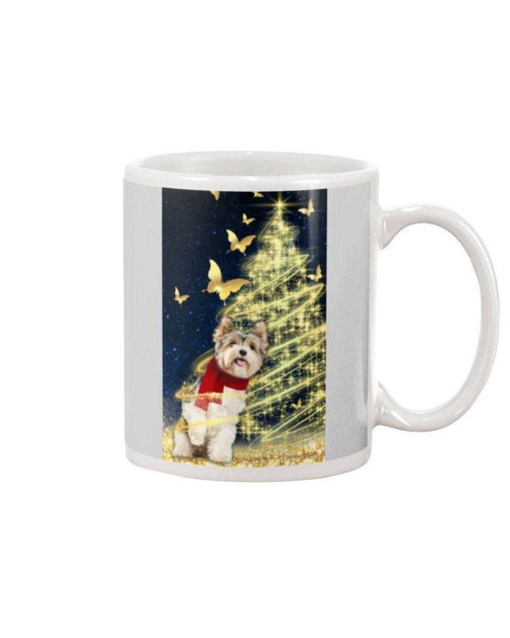 Yorkshire Bling Christmas Tree Golden Butterflies Gift For Dog Lovers Mug
