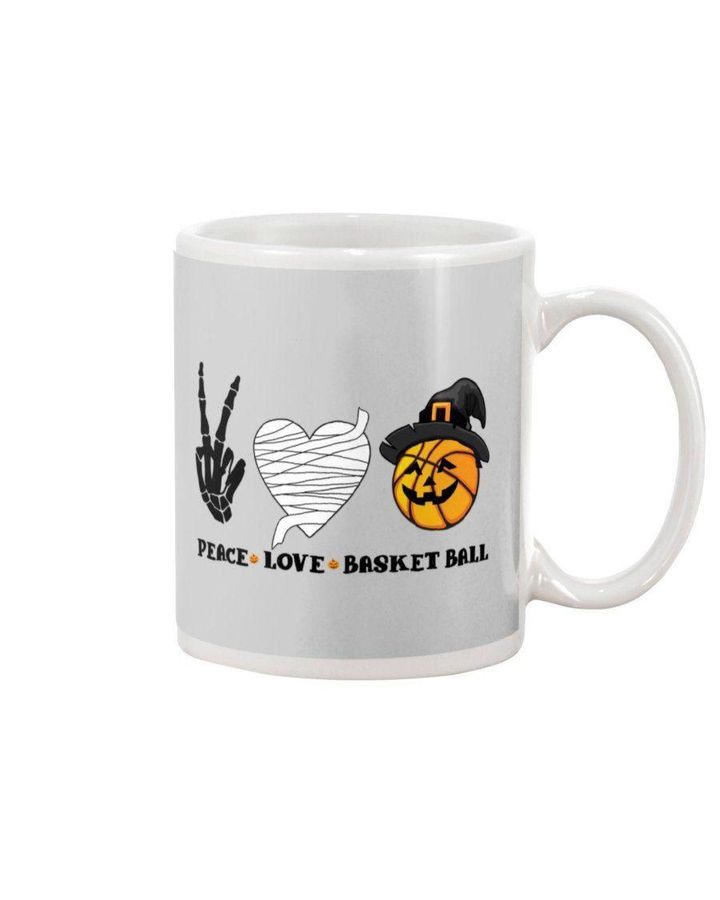 Peace Love Basketball Pumpkin Halloween Gift For Sport Lovers Mug