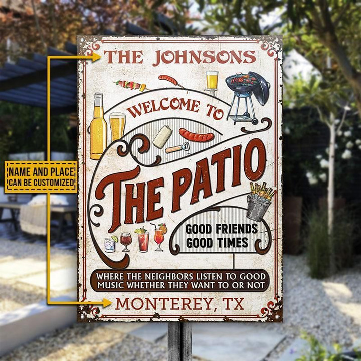 Personalized Patio Grilling Vertical Red Listen To The Good Music Custom Classic Metal Signs