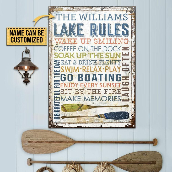 Personalized Boat Lake Rules Wake Up Customized Classic Metal Signs