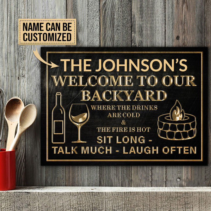 Personalized Grilling Backyard Laugh Often Customized Classic Metal Signs