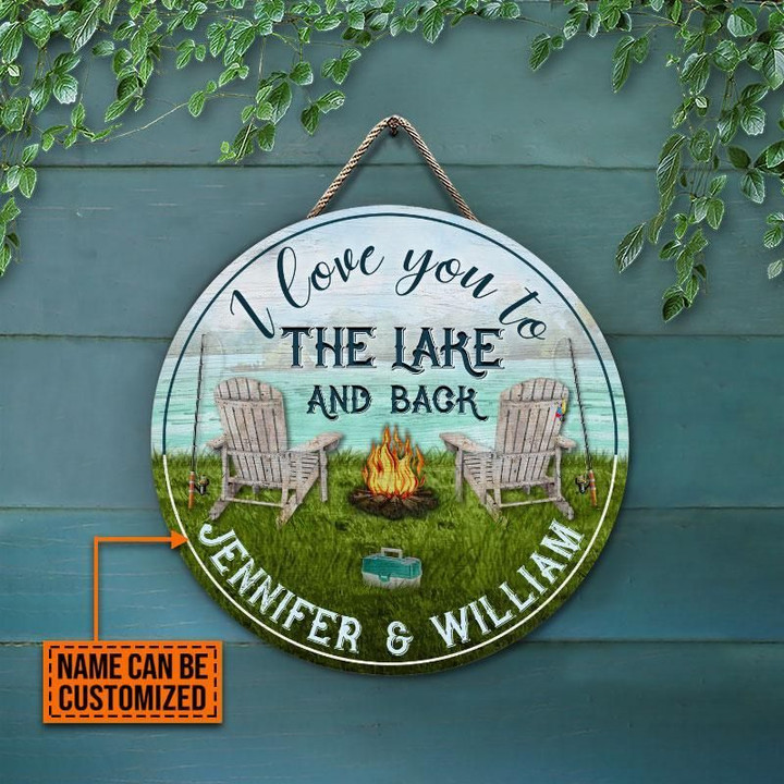 Personalized Fishing I Love You To The Lake Customized Wood Circle Sign