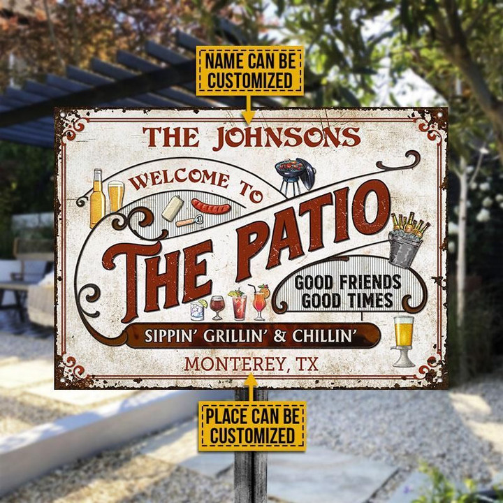 Personalized Patio Grilling Red Sippin Grillin Custom Classic Metal Signs