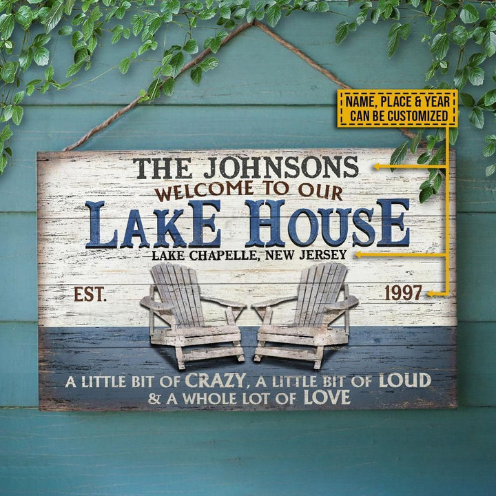 Personalized Lake A Little Bit Of Crazy Customized Wood Rectangle Sign