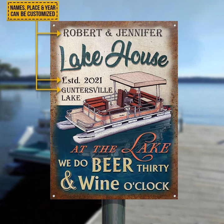 Personalized Pontoon At The Lake Customized Classic Metal Signs