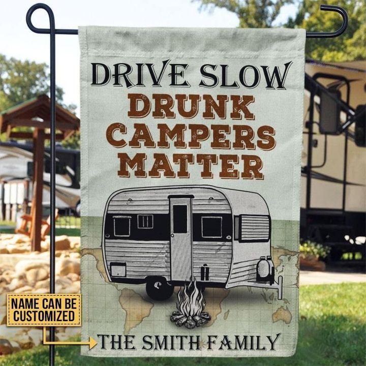 Personalized Camping Map Drive Slow Customized Flag