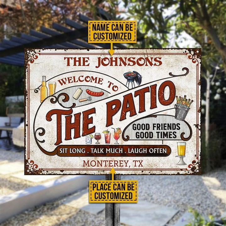 Personalized Patio Grilling Red Sit Long Custom Classic Metal Signs PANMS008
