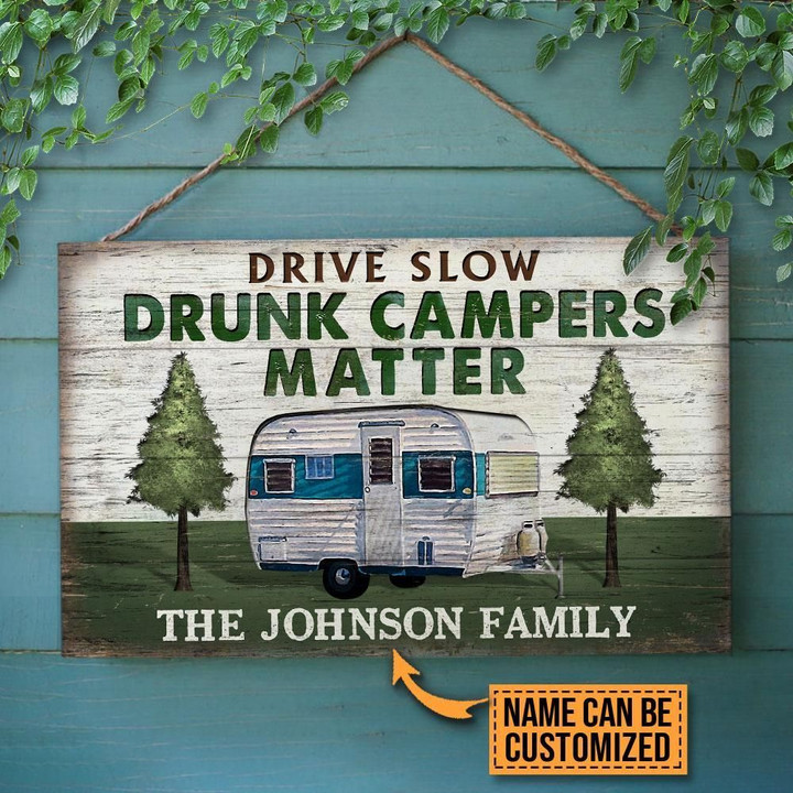Personalized Camping Drive Slow Customized Wood Rectangle Sign