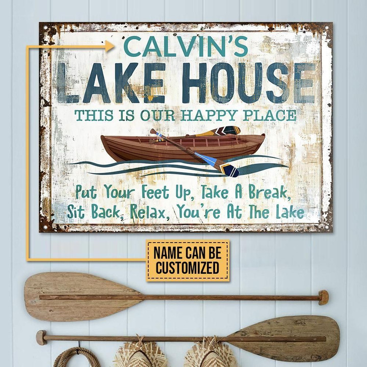 Personalized Lake House Take A Break Customized Classic Metal Signs