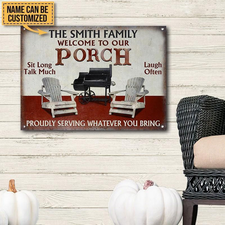Personalized Grilling Porch Sit Long Custom Classic Metal Signs