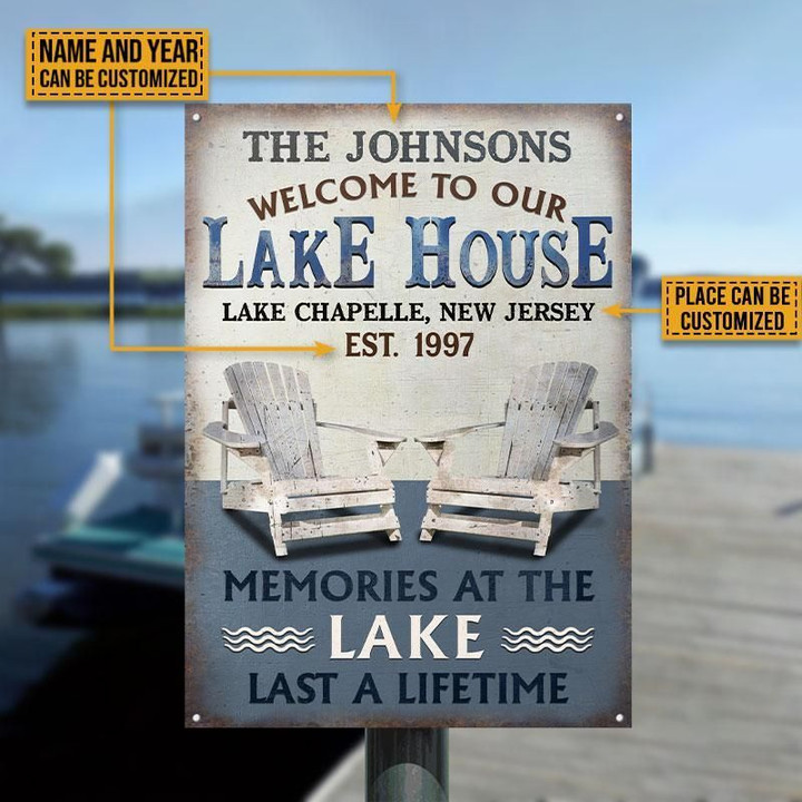 Personalized Lake Vertical Memories At The Lake Custom Classic Metal Signs