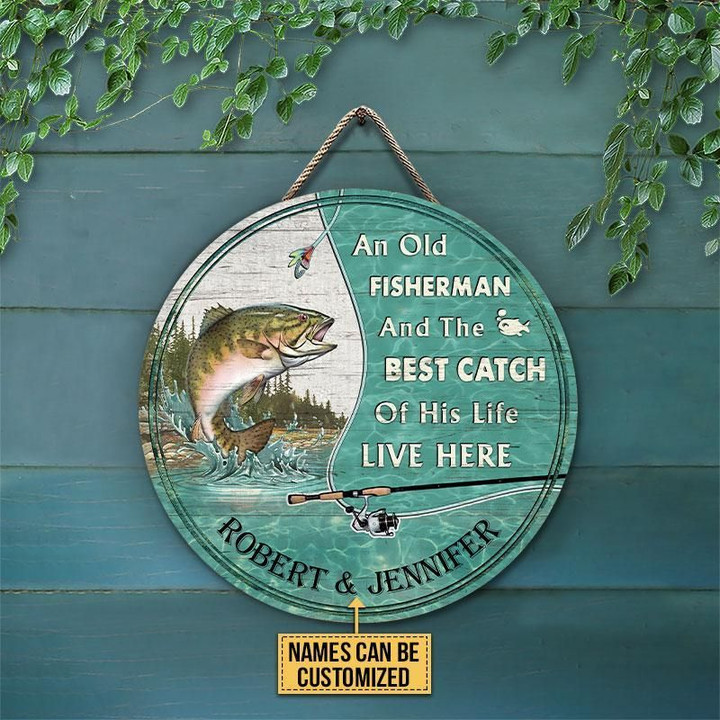 Personalized Fishing Couple To The Lake And Back Customized Wood Circle Sign