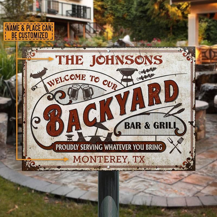 Personalized Grilling Backyard Whatever You Bring Custom Classic Metal Signs