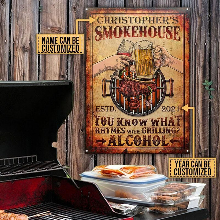 Personalized Grilling What Rhymes With Customized Classic Metal Signs