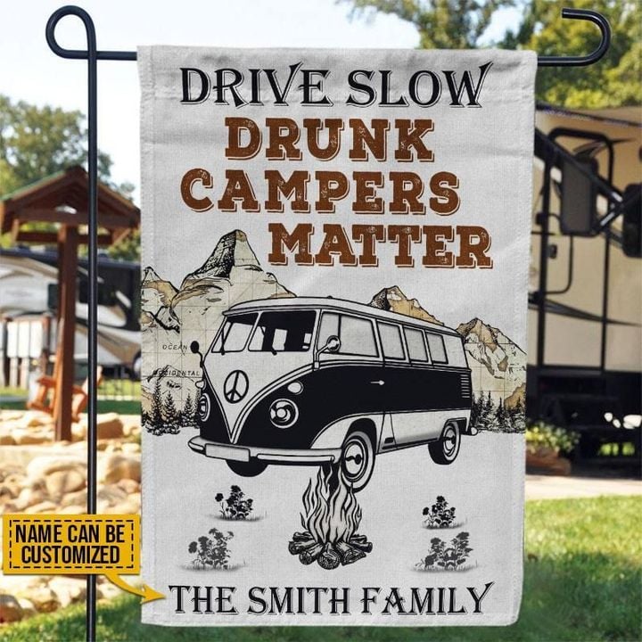 Personalized Camping Van Drunk Camper Customized Flag