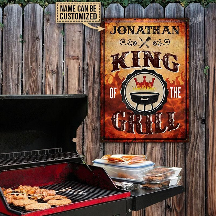 Personalized BBQ King Grill Customized Classic Metal Signs