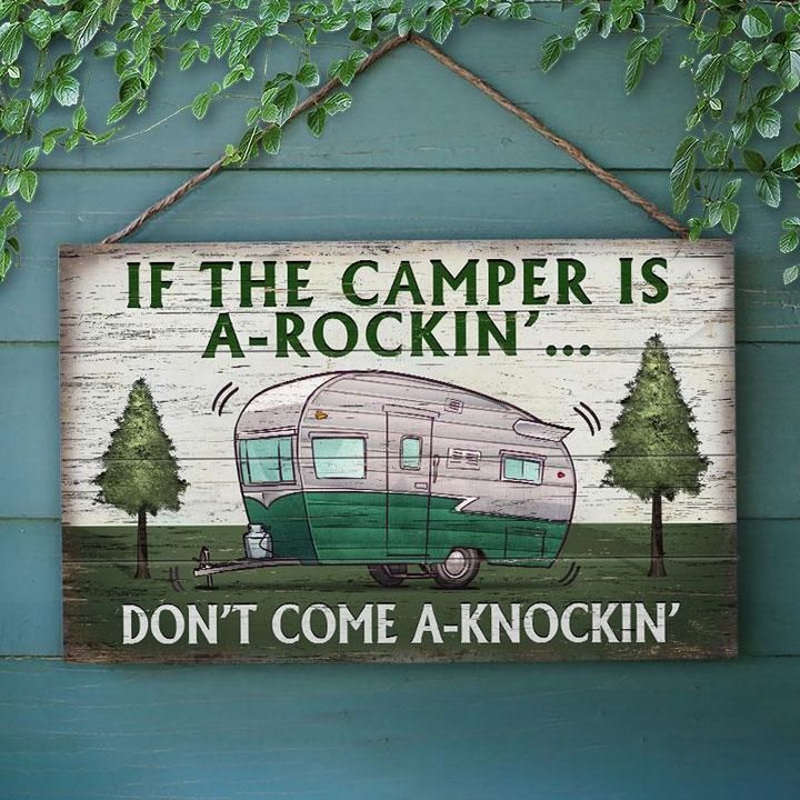 Camping A Rockin Customized Wood Rectangle Sign