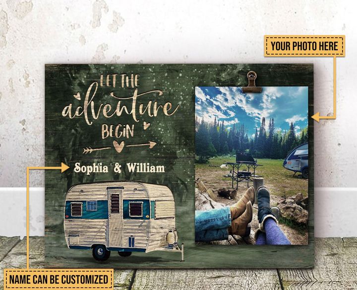 Personalized Camping The Adventure Customized Clip Photo Wood Frame