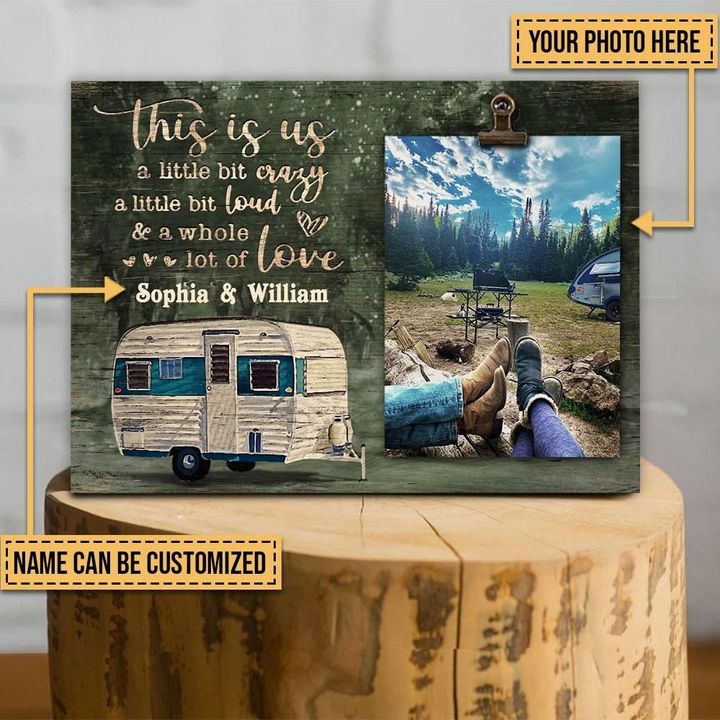 Personalized Camping A Little Bit Customized Clip Photo Wood Frame