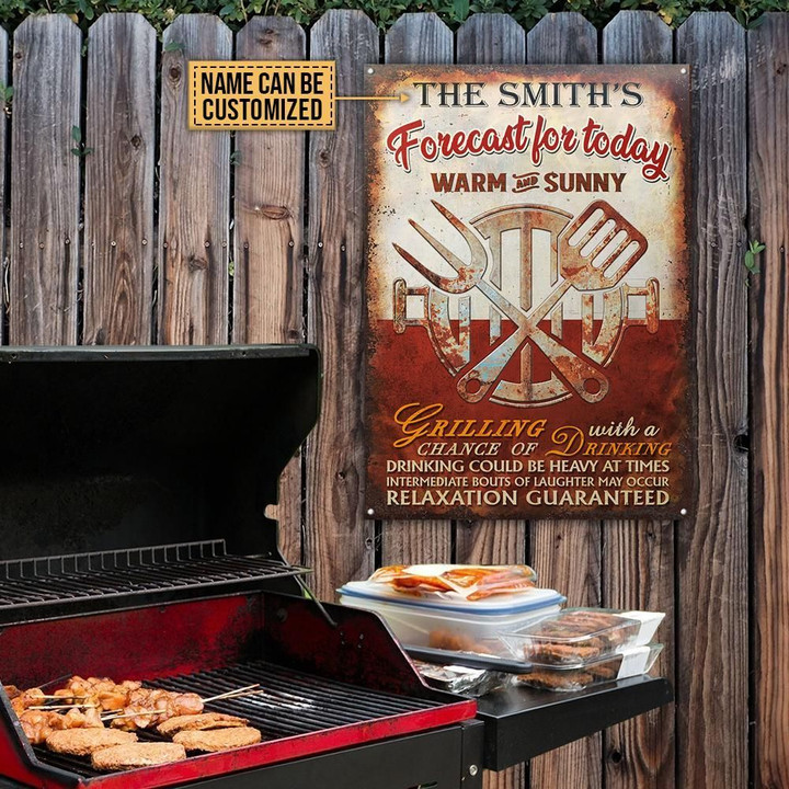 Personalized Grilling BBQ Forecast Customized Classic Metal Signs