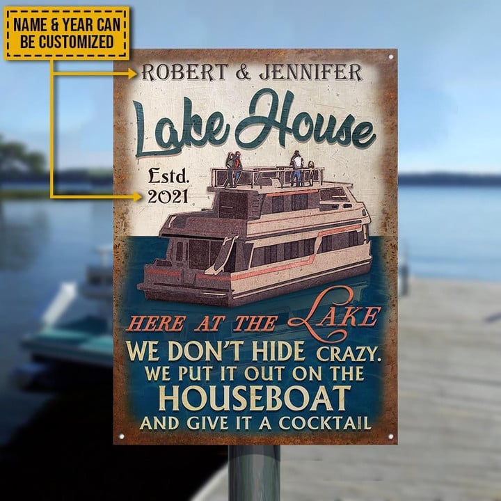 Personalized Houseboat Lake Crazy Customized Classic Metal Signs