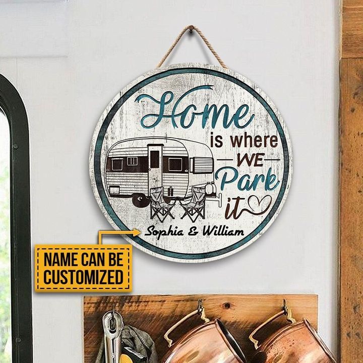 Personalized Camping Chair Where We Park Customized Wood Circle Sign