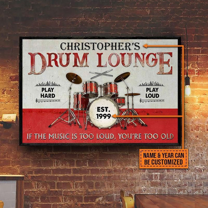 Personalized Drum Lounge Play Hard Play Loud Customized Poster & Canvas