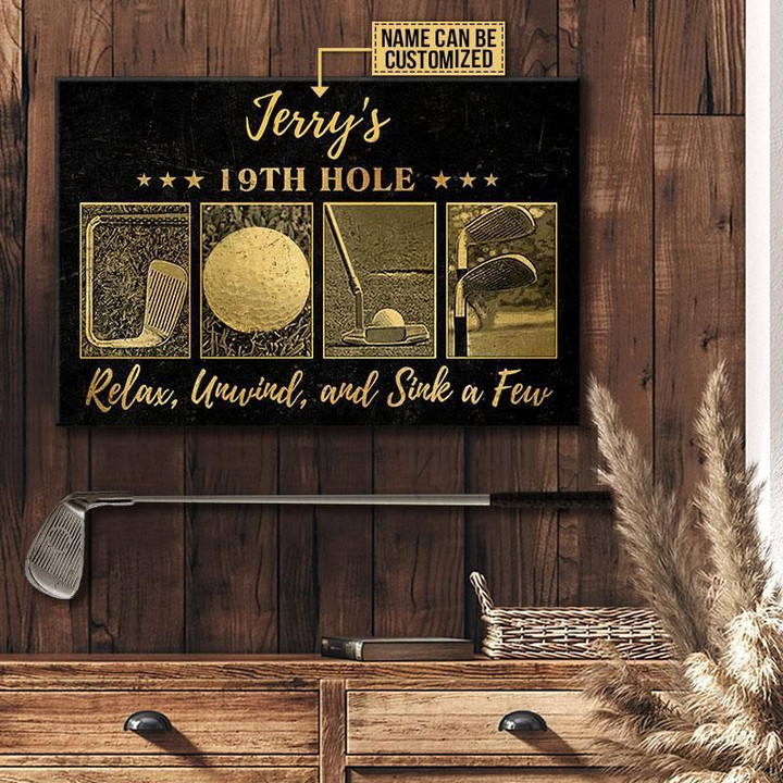 Personalized Golf 19th Hole Relax Unwind Customized Canvas