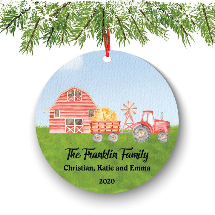 Personalized Christmas Gift Farmer Rounf Ornament PANORN0012