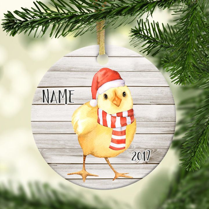 Personalized Christmas Gift Chicken Round Ornament
