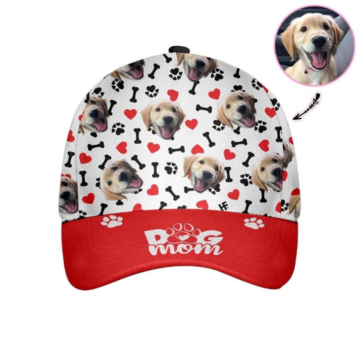 Dog, Heart And Bone Pattern Mom Custom Cap