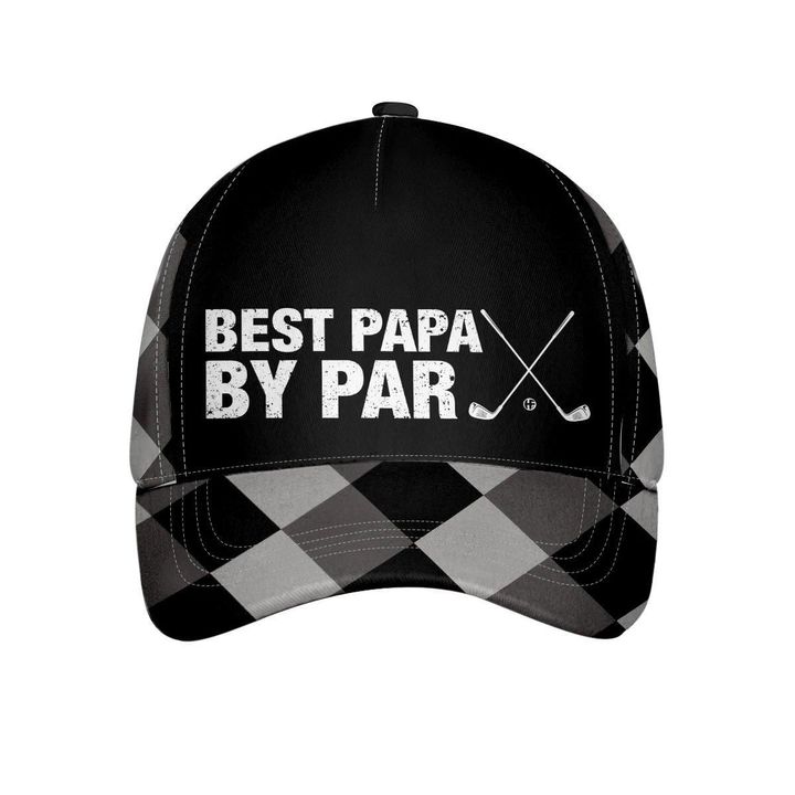 Best Papa By Par Black Argyle Pattern Cap