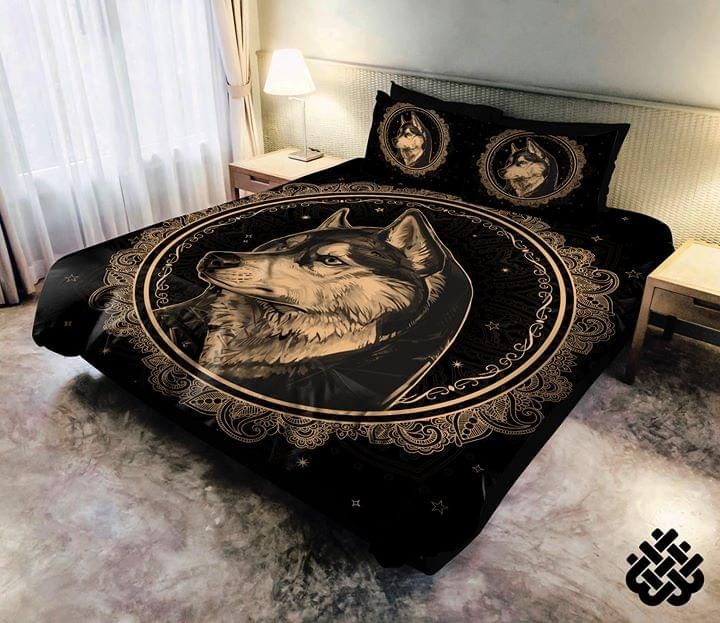 Husky Mandala Black Bedding Set