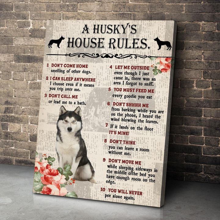 Husky Canvas Wall Art A Husky's House Rules