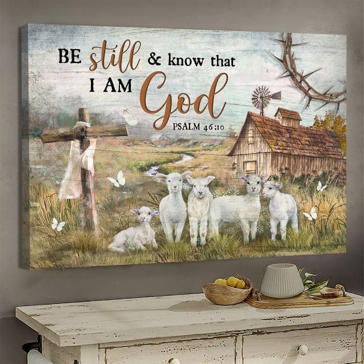 Sheep Farm Canvas Wall Art Be Still I Am God