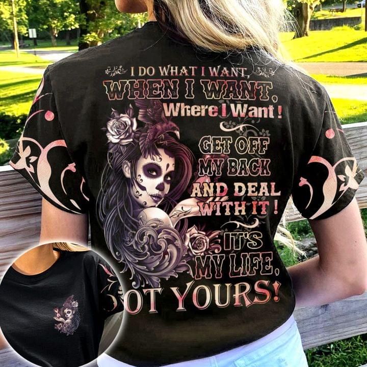 Skull Girl T-shirt Get Off My Back And Deal With It
