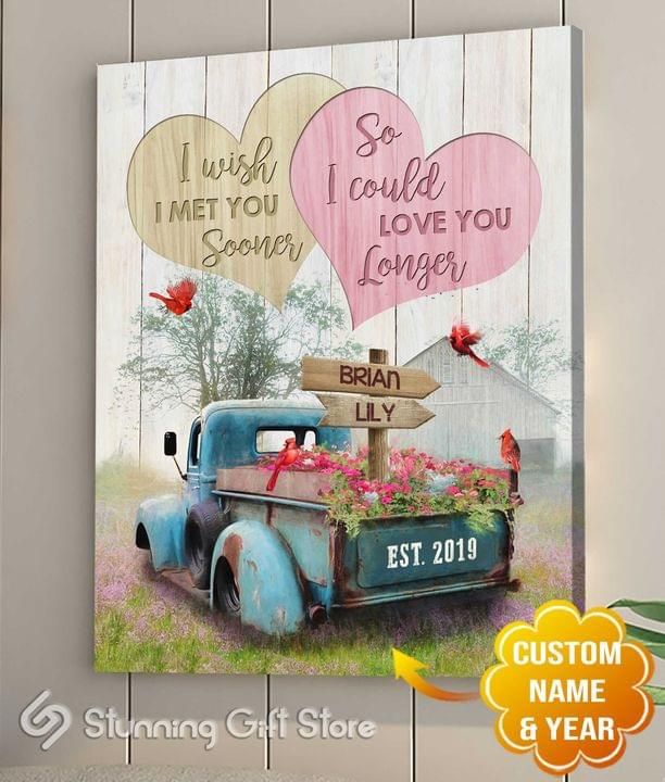 Personalized Gift For Couple Farmer Cardinal Canvas Wall Art I Wish I Met You