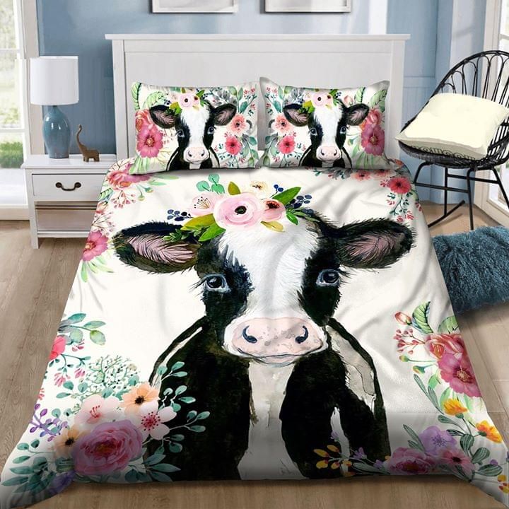 Cow With Flower Bedding Set