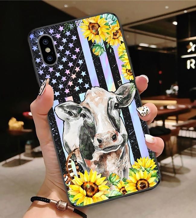 Sunflower With Painting Cow Phone Case