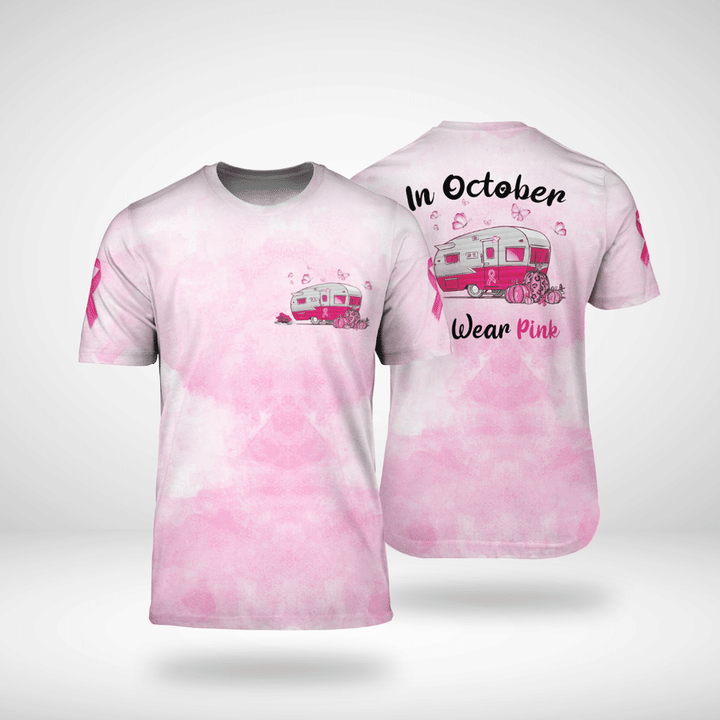 Pink Bus Breast Cancer T-shirt In October We Wear Pink