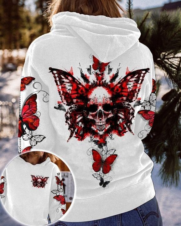 Skull Red Butterfly 3D Hoodie