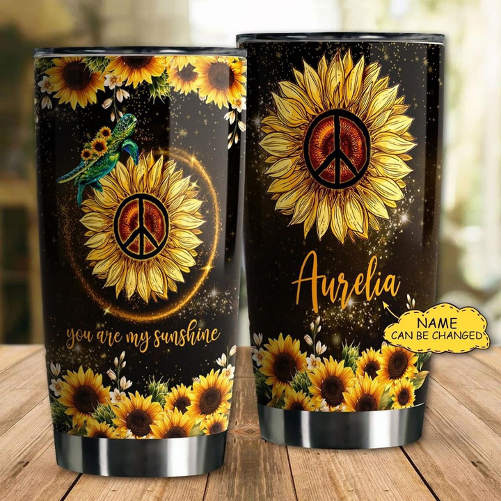 Personalized Hippie Sunflower Tumbler You Are My Sunshine