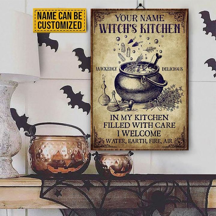 Personalized Witch Kitchen Metal Sign In My Kitchen Filled With Care I Welcome