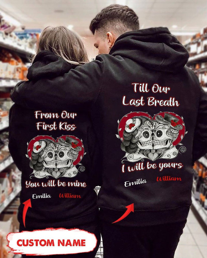 Personalized Till Last Breath Skull Couple Hoodie