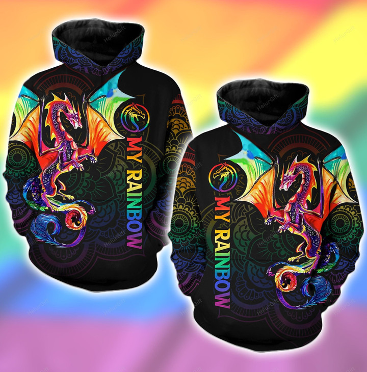 Dragon You Are My Rainbow Mandala Couple Hoodie Set LGBT