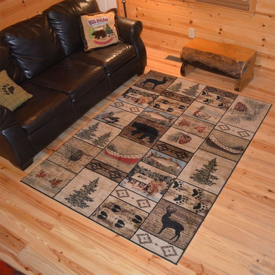 Rustic Lodge Bear Cabin Rugs Home Decor