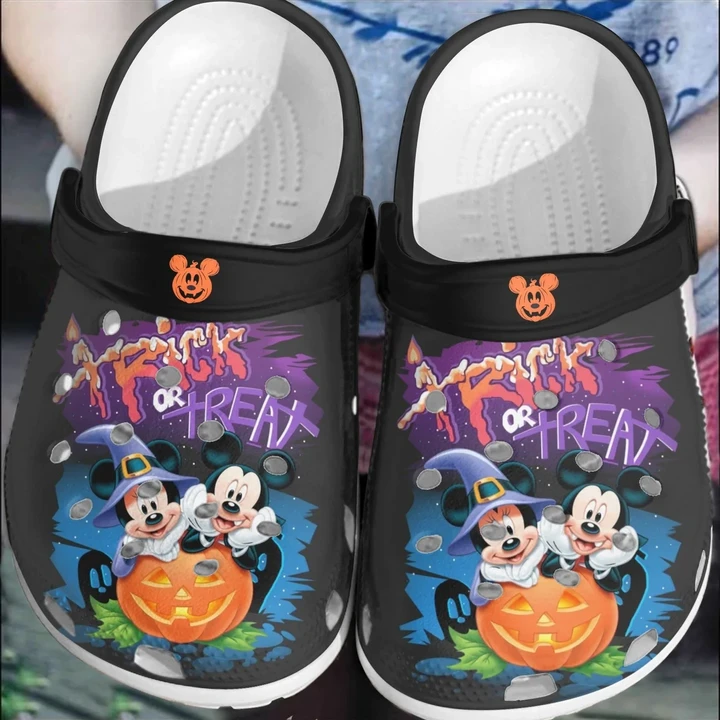 Pumpkin Trick Or Treat Mickey Mouse Couple Crocs Classic Clogs Shoes